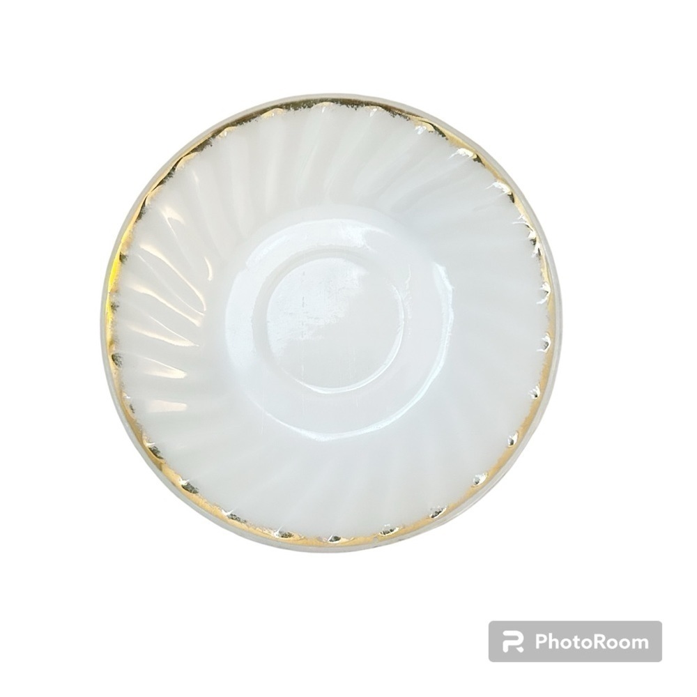 Fire King White Swirl with Gold Trim Milk Glass saucer Bundle and Save